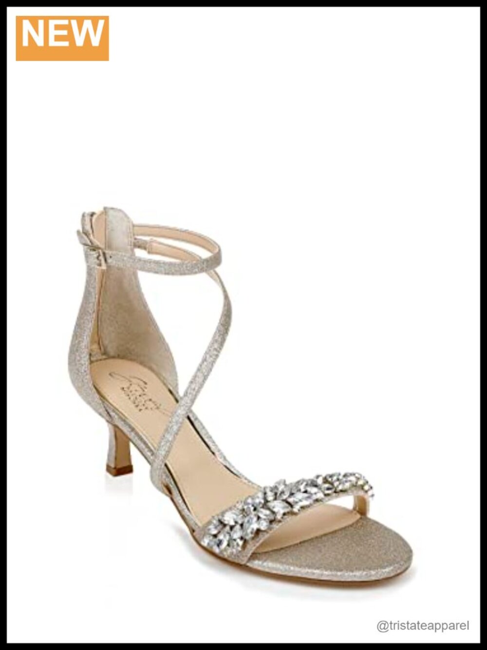 Satin Glitter Kitten Heel Sandal Ankle Strap Padded Formal Evening